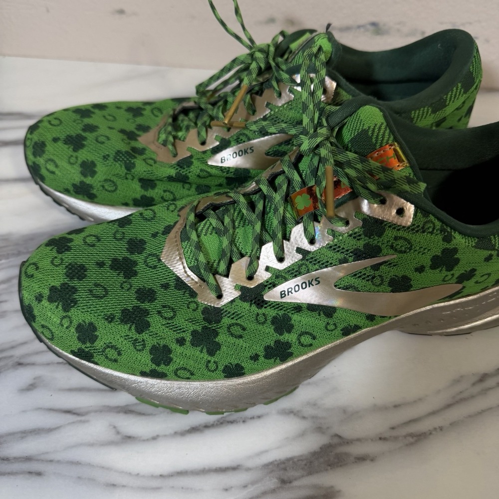 Brooks Launch 6 "Run Lucky" Green / Gold Shamrock Shoes, Women's Size 9 Sneakers - Picture 2 of 14